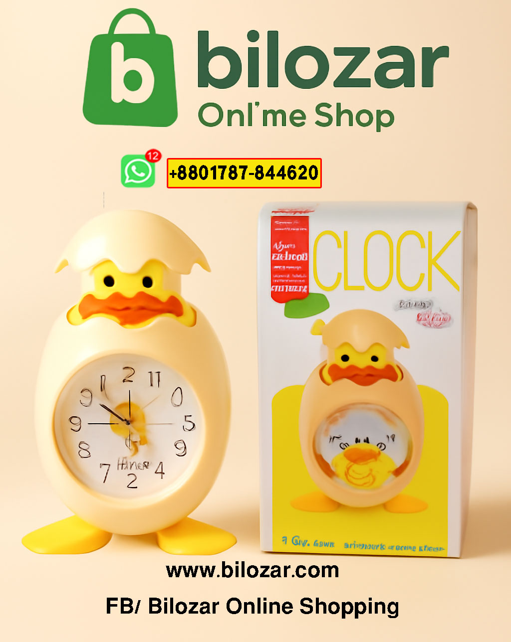 Cartoon Egg Shell Chicken Alarm Clock Student Gift Children's Bedroom Bedside Decoration This is amazing Clock