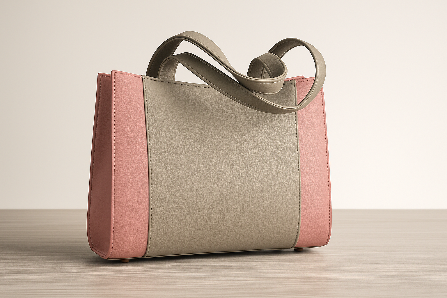 লাক্সারি টু-টোন লেডিস হ্যান্ডব্যাগ (অলিভ গ্রিন & কোরাল পিঙ্ক) – স্টাইলিশ লেদার ব্যাগ ফর উইমেন - Image 3