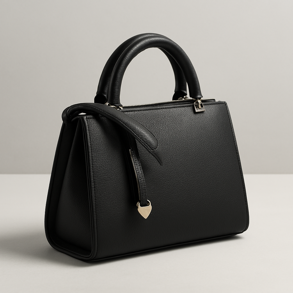 মহিলাদের কালো টপ-হ্যান্ডেল হ্যান্ডব্যাগ এবং বিয়ার চার্ম Women's Black Top-Handle Handbag with Bear Charm