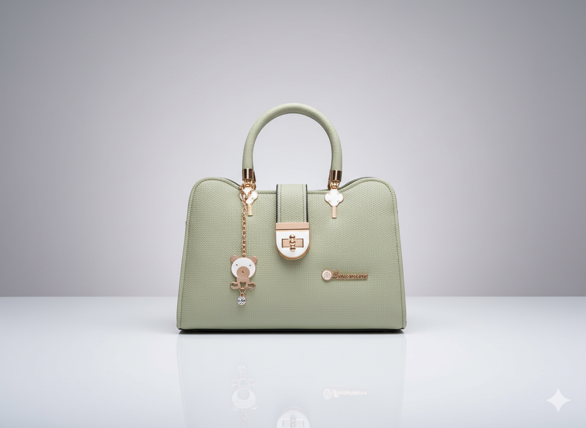 এলিগ্যান্ট পিঙ্ক উইমেন'স হ্যান্ডব্যাগ উইথ বাটারফ্লাই চার্ম - স্টাইলিশ টপ-হ্যান্ডেল পার্স (Elegant Pink Women's Handbag with Butterfly Charm - Stylish Top-Handle Purse)