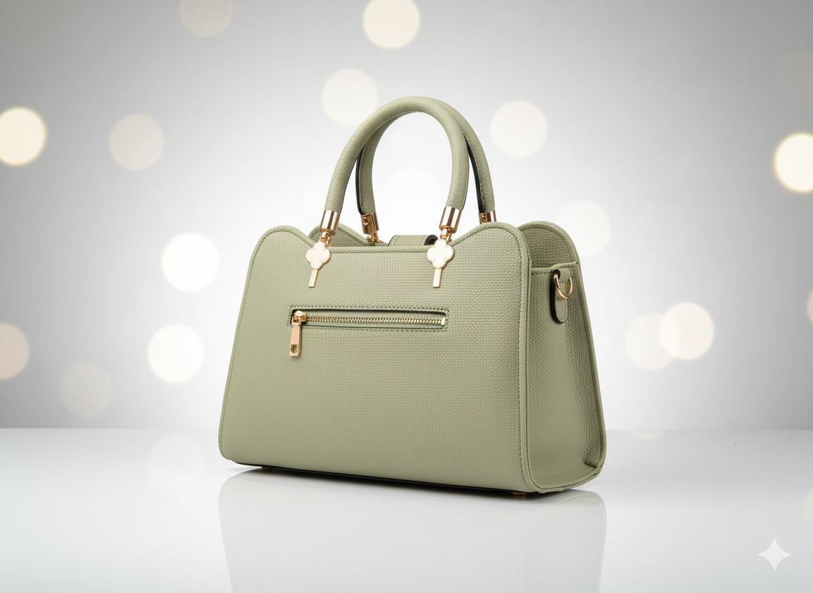 সফট লেদার কিউট হ্যান্ডব্যাগ - উইমেন'স অফিস টোটে ব্যাগ উইথ মেটালিক লক (Soft Leather Cute Handbag - Women's Office Tote Bag with Metallic Lock)