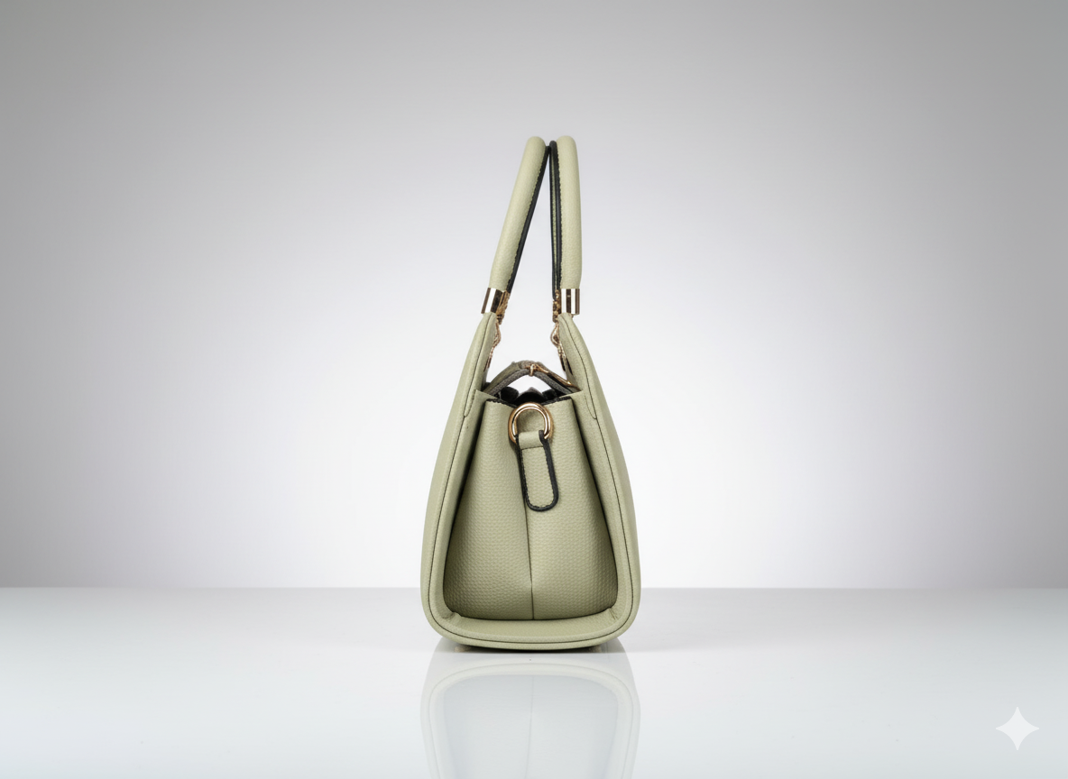 সফট লেদার কিউট হ্যান্ডব্যাগ - উইমেন'স অফিস টোটে ব্যাগ উইথ মেটালিক লক (Soft Leather Cute Handbag - Women's Office Tote Bag with Metallic Lock)